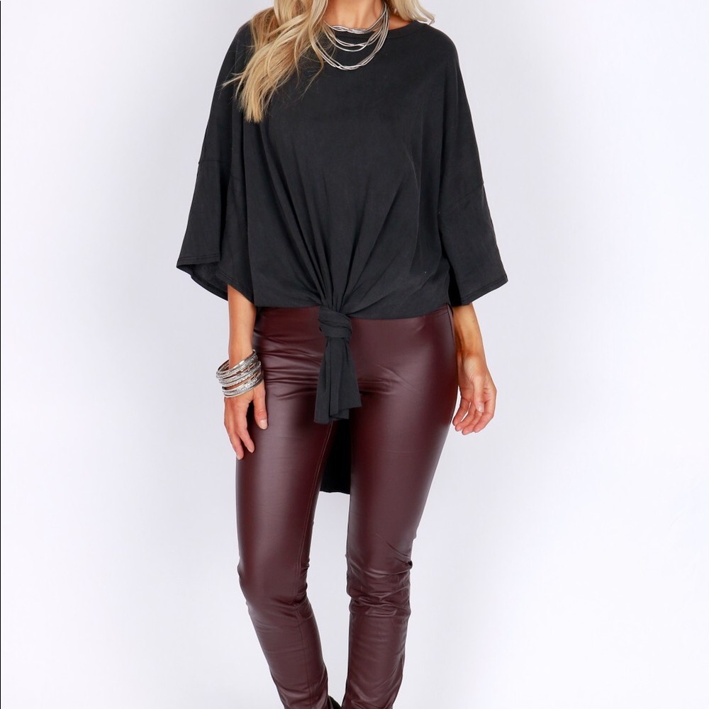 Grey knotted high low tunic